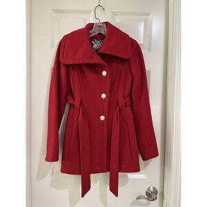 GUESS women red wool blend coat size xs